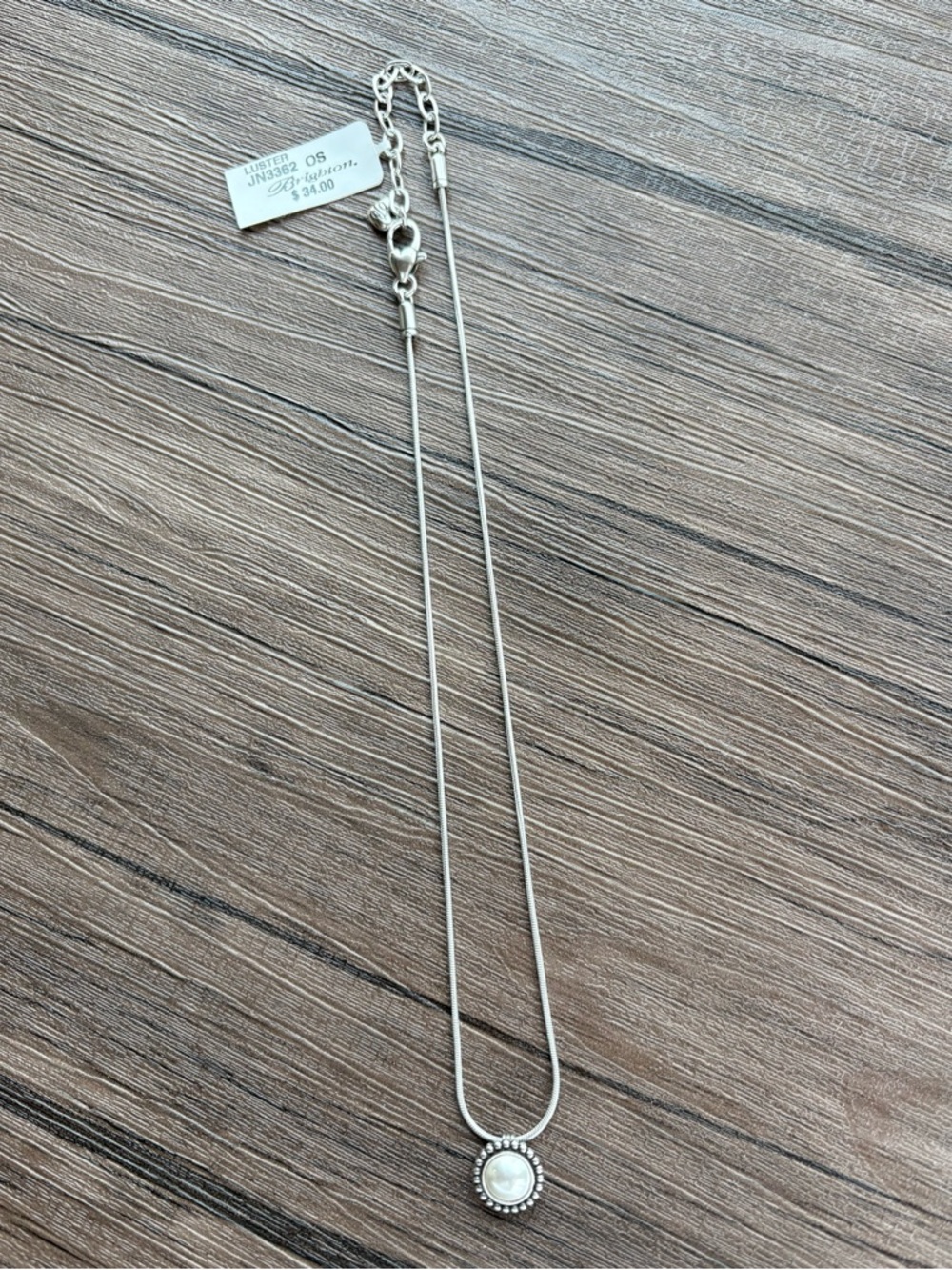 Brighton Silver and White Pearl Drop Necklace